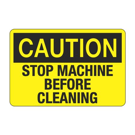 Caution Stop Machine Before Cleaning Decal